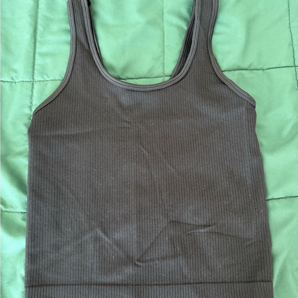 a new day black ribbed tank top